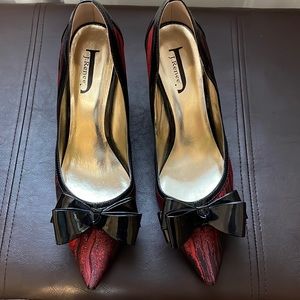 J. Renee black and red pumps with bow.